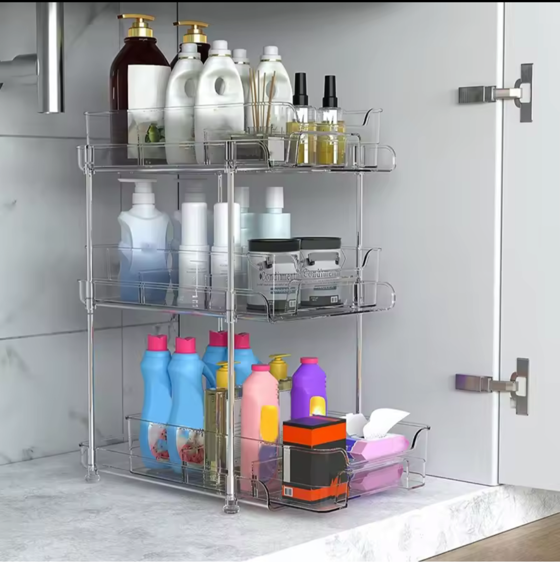 Tier Clear Pull Out Organizer, Acrylic Stackable Drawer Organizer Tray, Multipurpose Slide-Out Storage Container, Countertop and Makeup Organizer Tray Tier Clear Pull Out Organizer, Acrylic Stackable Drawer Organizer Tray, Multipurpose Slide-Out Storage Container, Countertop and Makeup Organizer Tray